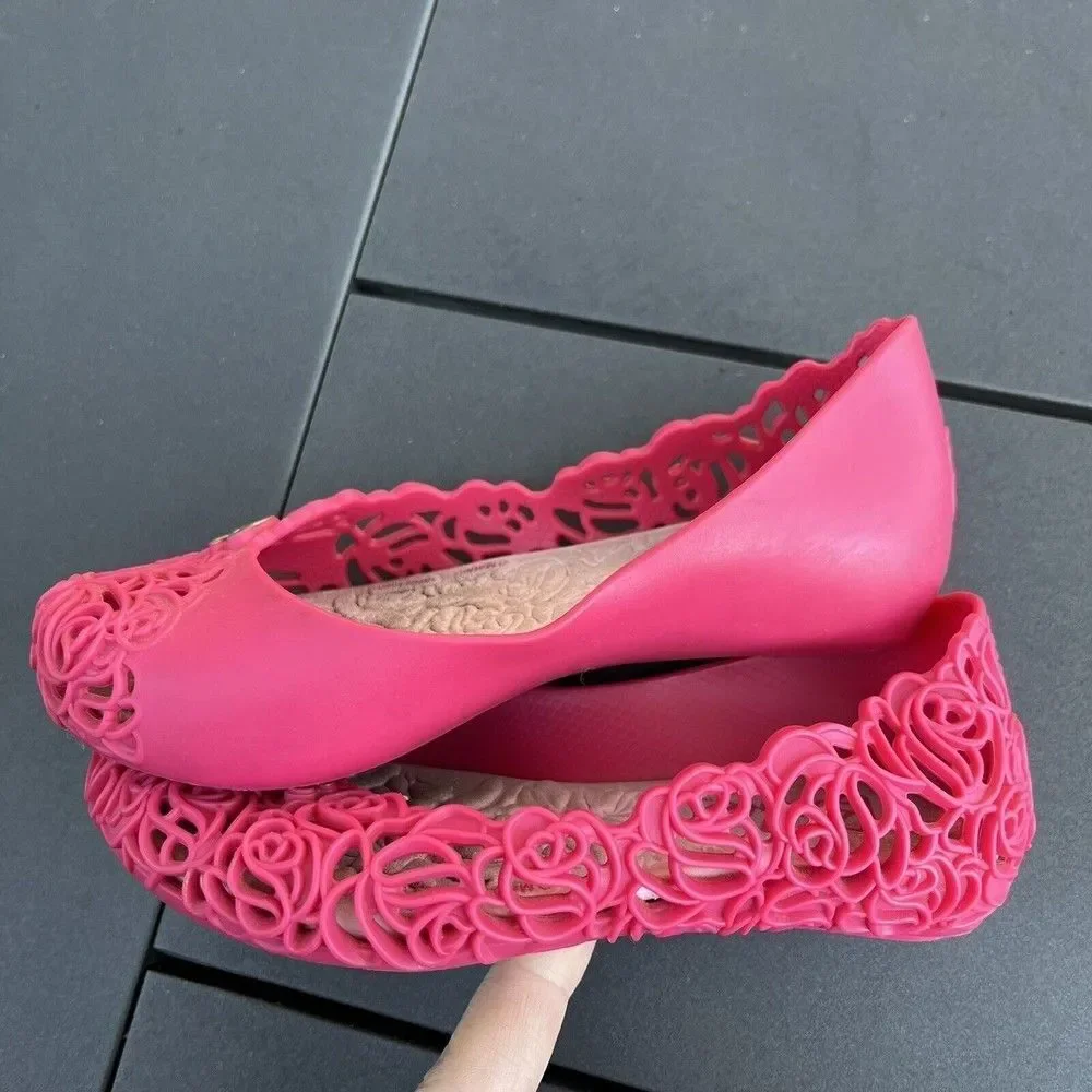 Grendene Kids Barbie Floral Pink Slip On Jelly Flats Shoes Toddler Girls Size 9